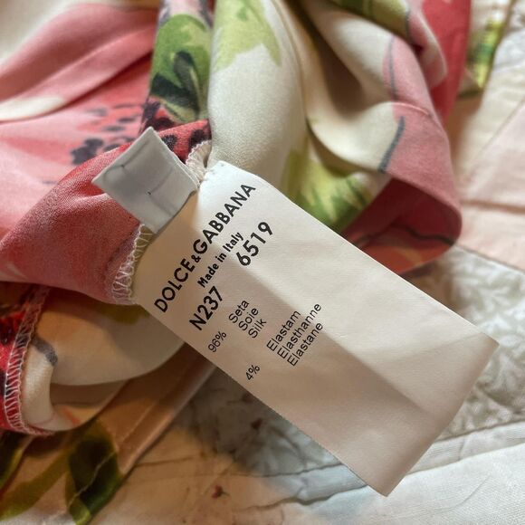 dolce and gabbana rare d&g pink and white floral silk collared button up size 42 - Picture 7 of 8